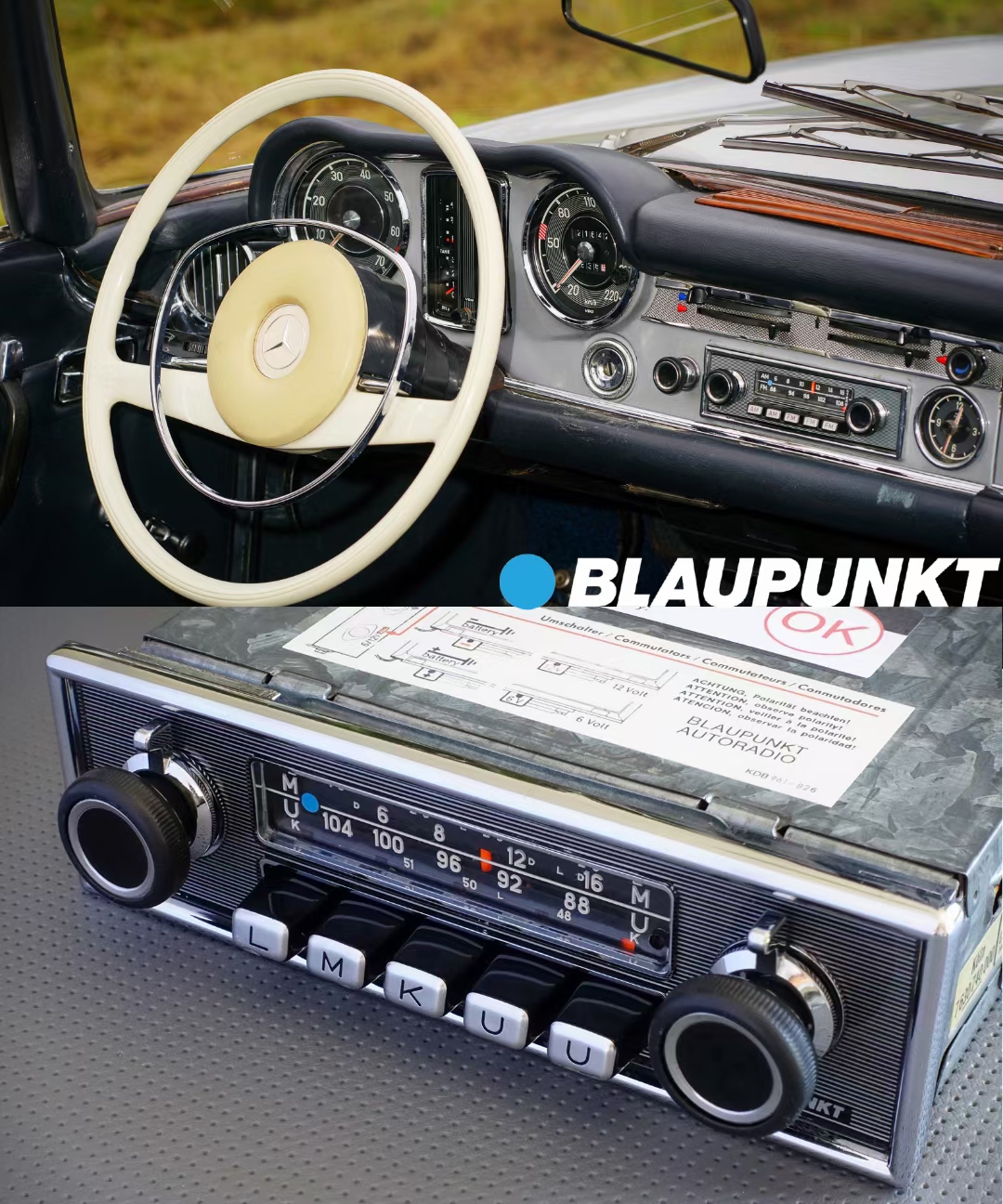 时间节点 1974年
空间位置 德国🇩🇪 
车型 梅赛德斯
音响系统 蓝宝🔵BLAUPUNKT