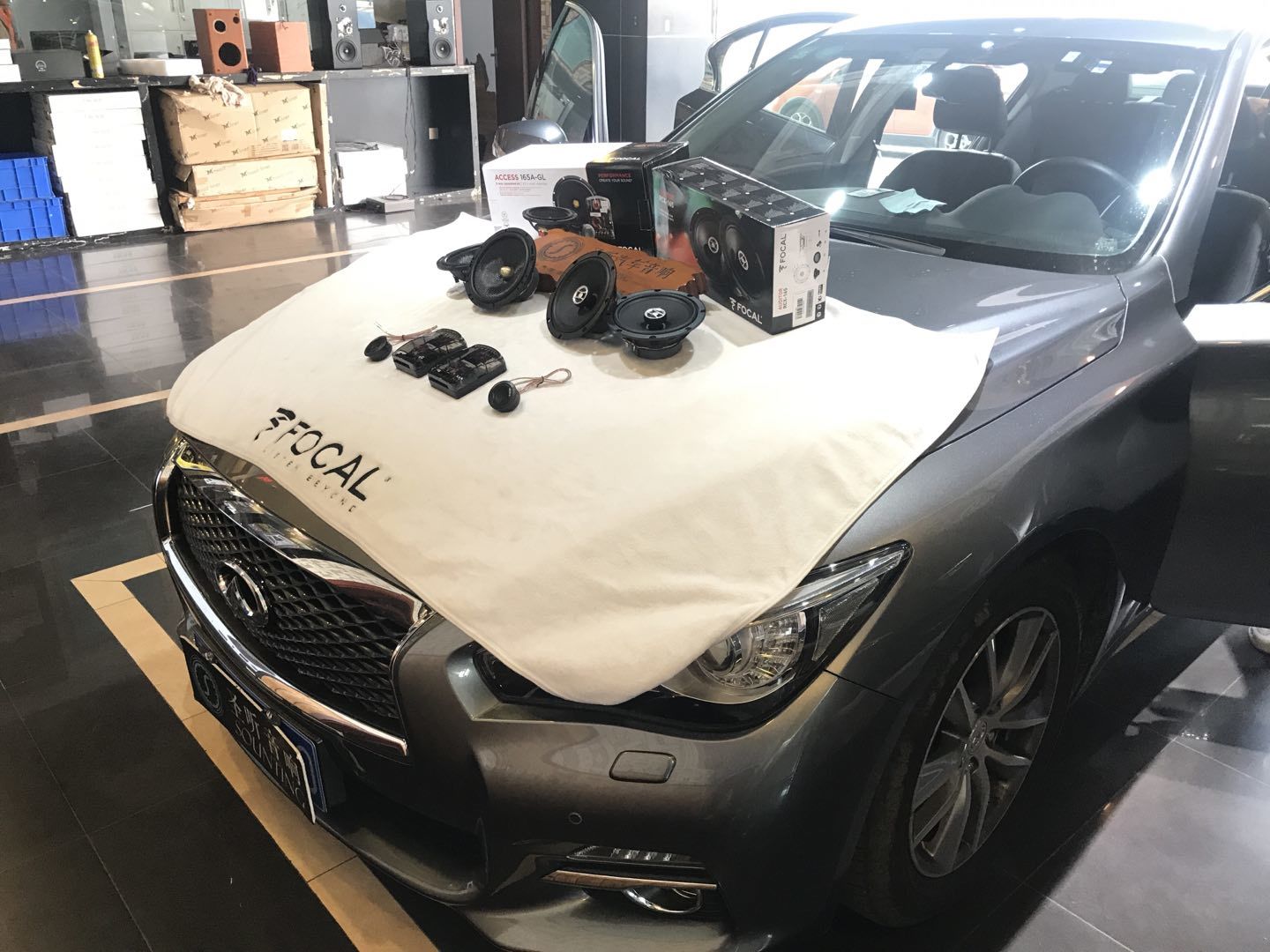 英菲尼迪Q50升级劲浪165agl套装喇叭 ，后门同轴喇叭，平静四门双层隔音